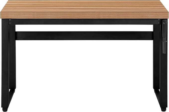Computer Desk Home Office Standing Adjustable 48 l Work Laptop Brown Laminate Black Metal Contemporary Modern