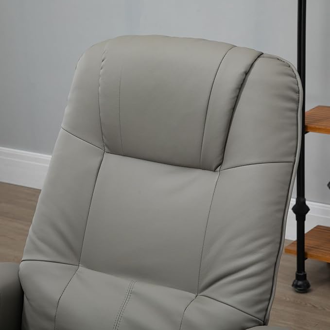 Faux Leather Manual Recliner Chair with Swivel Wood Base &amp Padded Armrests - Living Room Bedroom