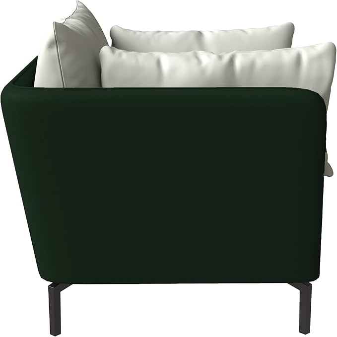 LeisureMod Modern Green Single-Seater Sofa Couch Contemporary Lounge Accent Side Armchair Upholstered in PU Leather with Metal Legs &amp Foam Filled Seat for Living Room Office Bedroom