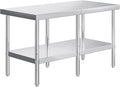 Jocisland 30 x 60 Stainless Steel Table for Prep &amp Work NSF Certified Adjustable Under Shelf and Feet for Commercial Kitchen Restaurant Hotel and Garage
