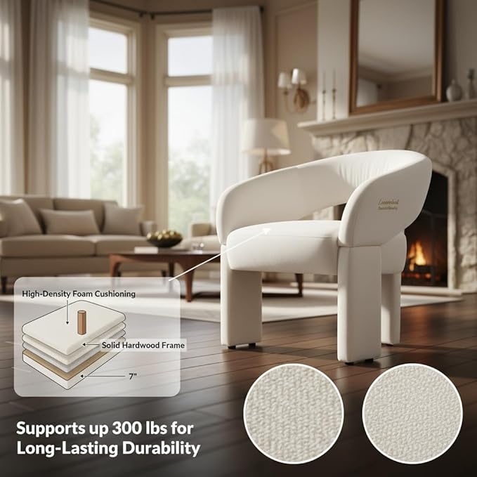 LukeAlon Modern Velvet Accent Chair Barrel Back Armchair Upholstered Lounge Chair for Living Room Bedroom Office Waiting Rooms Beige