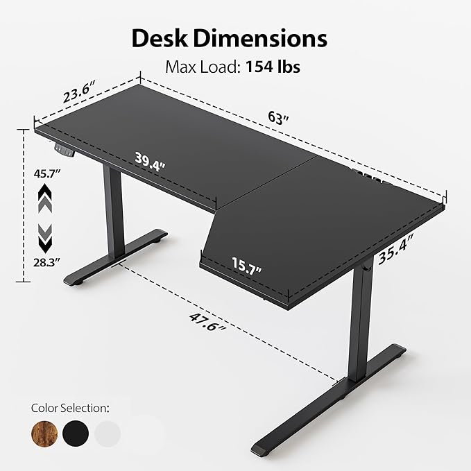 Mericonia L-Shaped Standing Desk with Cable Management Corner Stand Up Desk Electric Adjustable Computer Desk for Home Office Work