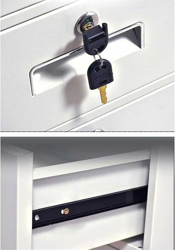 File Cabinet Three-Drawer File Cabinet Metal Desk Side Cabinet Bedside Cabinet Office File Cabinet Under Desk Storage(Color:C)