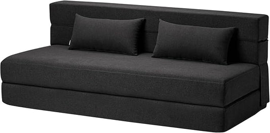 Folding Sofa Bed with Pillows- Convertible Chair Floor Couch &amp Sleeping Mattress Foldable Memory Foam Sleeper for Living Room/Dorm/Guest Room/Home Office/Apartment/Loft Queen Dark Gray