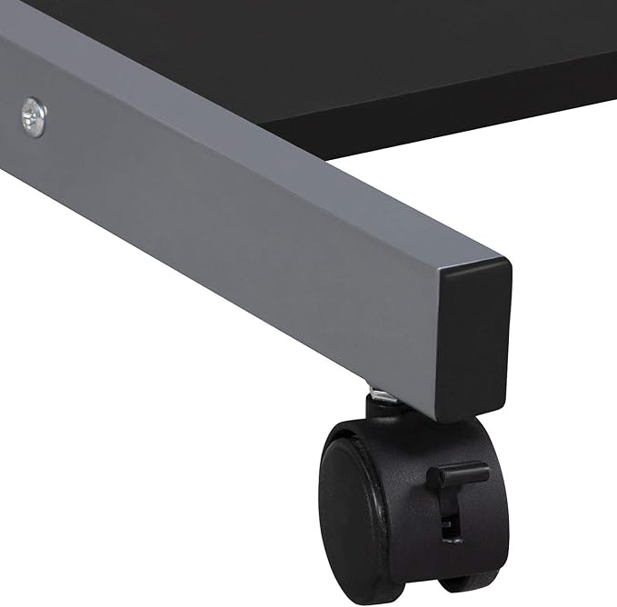 Topeakmart Mobile Computer Desk Office Desk Laptop Computer Table Study Writing Desk with Drawers and Printer Shelf on Wheels for Home Office