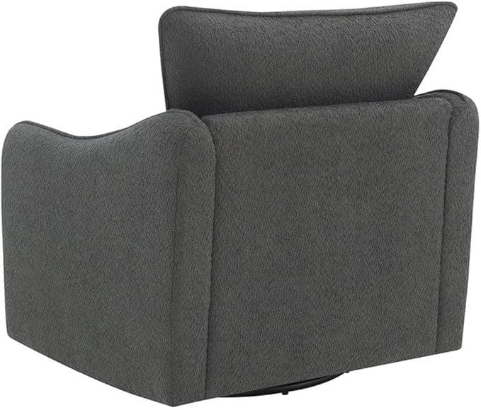 Pemberly Row Fabric Upholstered Swivel Glider Chair Charcoal Gray Bouclé 36 H x 31 W x 33.5 D Foam Seat and Back Cushions Contemporary Accent Chair for Living Room