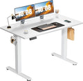 Sweetcrispy Electric Standing Desk Adjustable Height 48x24 Inch Sit Stand Up Home Office Desks Computer Workstation PC Work Table with 3 Memory Preset Splice Wood Board Metal Frame White