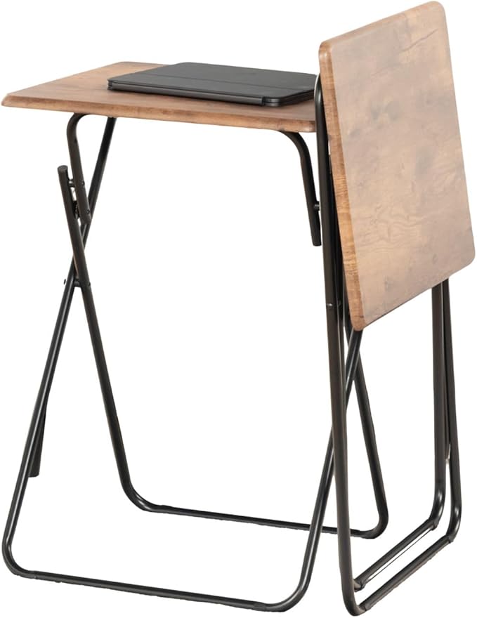 Homy Casa Tv Tray Set of 2 Folding Notebook Desk No Assembly Required Desks Saves Spaces for Small Rooms X-Shaped Metal Frame Laptop Tables Sofa Side Table for Living Bedroom Study Vintage 2PCS