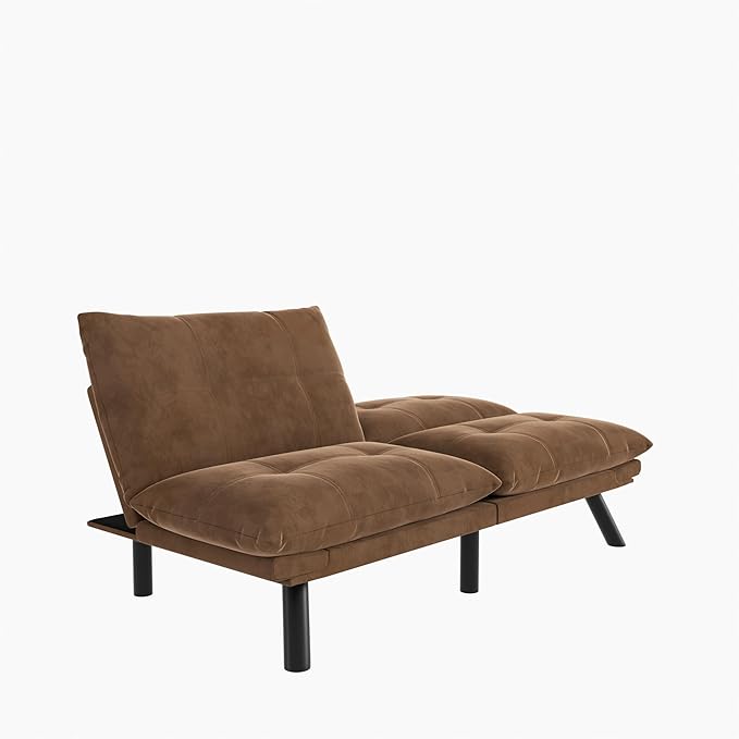 71 Chamois Futon Couch Bed with Mattress IncludedConvertible Folding Sleeper Sofa Bed with Adjustable BackrestsModern Loveseat Sleeper for Living Room Bedroom Small Space Home Office (Coffee Brown)