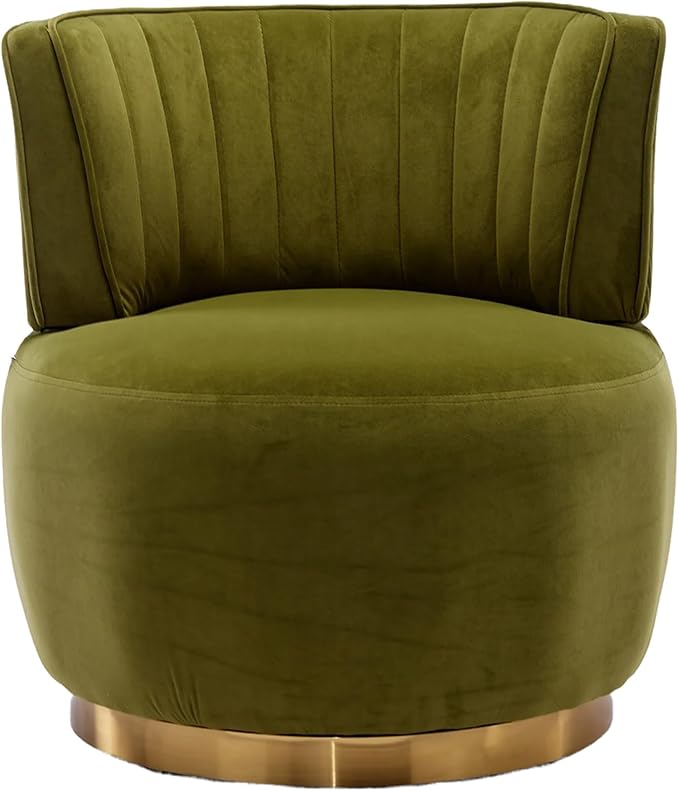 Luxyhome Swivel Barrel ChairMid Century Modern Accent ChairFluffy Velvet Upholstered Comfy ArmchairRound Sherpa Chair with Gold Base for NurseryLiving RoomBedroomOfficeWaiting Room Green