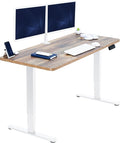 VIVO Electric 60 x 24 in Dual Motor Sit Stand Desk Memory Height Adjustment 2B Series Reclaimed Wood Top White Frame DESK-KIT-2W6P
