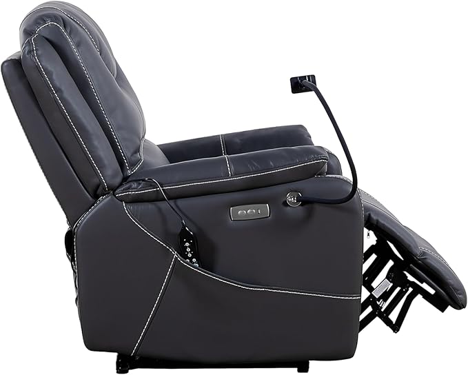 GDFStudio Zero Gravity Power Recliner Chair with Massage Heat Adjustable Phone HolderUSB Charging PortsSide PocketsOkin MotorBonded LeatherFloating Comfort for Living RoomBlack
