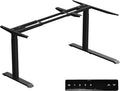 Fromann Standing Desk Frame Electric Height Adjustable Desk Legs Sit Stand Up Table Base Dual Motor L Shaped Corner with USB for Home and Office (Black)