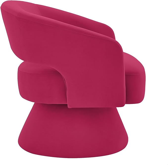 GDFStudio Swivel Barrel Chair Accent Arm Chair for Living Room Upholstered Velvet Round Reading Armchair Modern 360 Degree Comfy Swivel Chair with Open Backrest for Bedroom Office Rose Pink