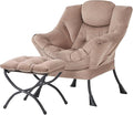 Tiita Lazy Chair with Ottoman Khaki Modern Large Accent Chair Comfy Leisure Sofa Armchair with Ottoman Reading Chair with Footrest for Bedroom Living Room Dorm Rooms Velvet Khaki