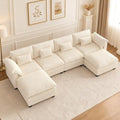 COMHOMA 153 U Shaped Sectional Sofa with Movable 2 OttomansComfy Cloud Modular Couch with Throw PillowsModern Chenille Deep Seat Sofa Couches for Living RoomBeige