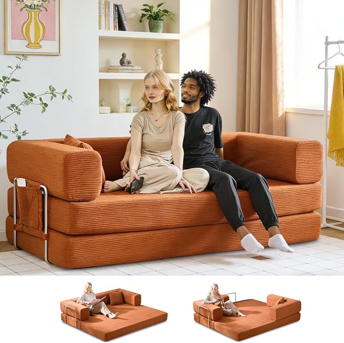 Multi-functional sofa bed crafted with compression technology and featuring corduroy fabric ideal for households with children and for apartment living rooms couch sleeper sofa futon folding floor |