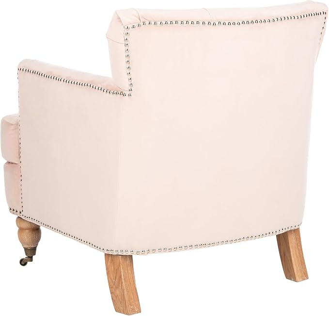 Safavieh Home Colin Blush Pink Velvet and White Washed Tufted Club Chair