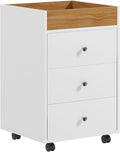3 Drawer Small File Cabinet with Lock Under Desk Locking Filing Cabinet Storage Organizer for Home OfficeModern Filing CabinetsWhite