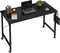 Grandder Rolling Computer 40 inch Desk with Wheels Wroking Small Desk for Living Room Modern Simple Style Table for Home Office Study Writing Table Caster Black 40 inch