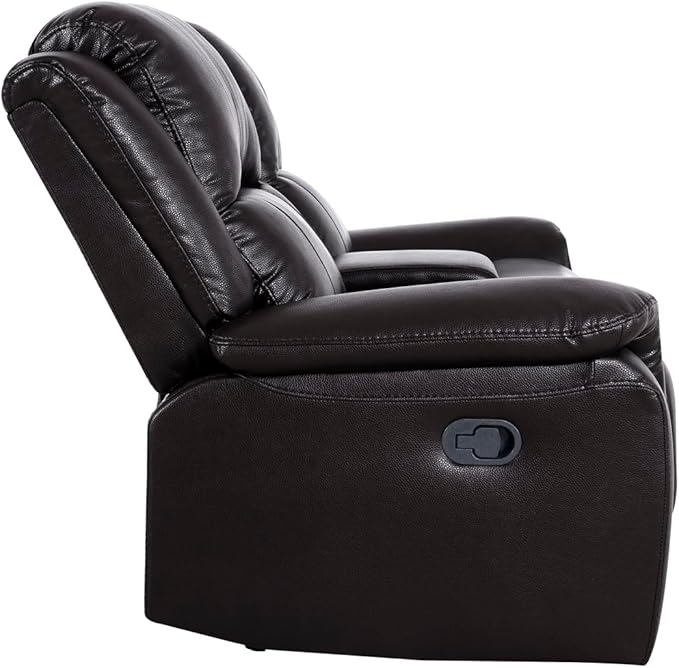 Naomi Home Katie Espresso Faux Leather Oversized Loveseat Chaise Plush Comfort for Movie Nights &amp Cozy Lounging Ergonomic Design Easy Assembly