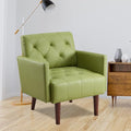 PU Leather Accent Chair Mid Century Modern Armchair for Living Room Reading Tufted Chair Single Sofa High-Density Foam Cushion Solid Wood Legs for Home Bedroom Office Reception(Green)