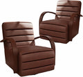 Chifee &amp Vingol 360° Swivel Accent Chair 30.3 W PU Leather Swivel Living Room Chair with Solid Wood Armrests Mid Century Modern Reading ChairSet of 2Brown