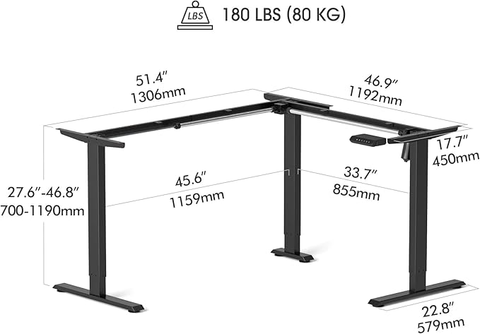 FEZIBO L Shaped Standing Desk Corner Standing Desk L Shape L Shaped Adjustable Table Rustic Brown