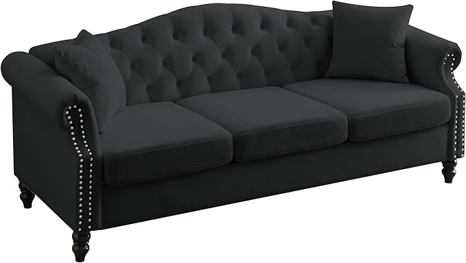 Oversized Velvet Loveseat 79 Inch Sectional CouchLuxury 3 Seater Deep Couch with NailheadUpholstered Sofa for Living Room Bedroom Apartment