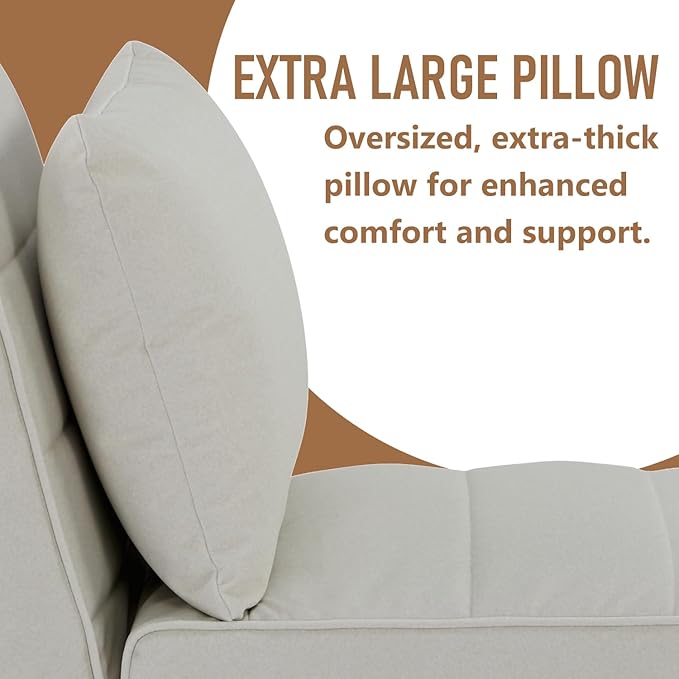 3 in 1 Sleeper Chair Bed Foldable Convertible Chair with Thickened Cushion and Sponge OTE Chenille Fabric Adjustable Backrest Upholstered Accent Sofa for Apartment/Bedroom/Office - Beige White