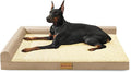 Patas Lague Orthopedic XL Dog Bed Large Sized Dog 48''X30'' Waterproof L Bolster Big Large Pet Sofa Beds with Removable Washable Cover Soft Comfortable Pet Couch Crate Mat with Nonskid Bottom Cream