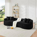KEIKI 113 Oversized Chenille Curved Modular Sectional Sofa with High-Density Sponge Upholstered Modern Style 4-Seater Compression Cloud Couch No Assembly Needed for Apartment Living Room Black