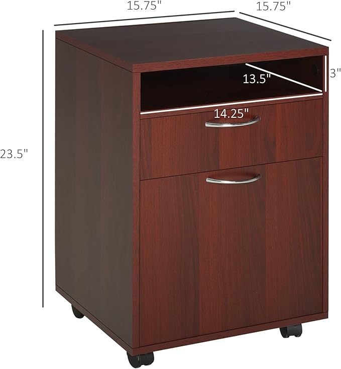 Mobile File Cabinet with 2 Drawers Under Desk Filing Cabinets Printer Stand Rolling Office Storage Cabinet with 4 Wheels for Home Office Organizer Letters/Legal/A4 (Brown)