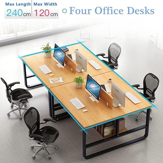 47 Inch Double Desk with Partition &amp Shelves Two Person Computer Desk Workstation for Home Office