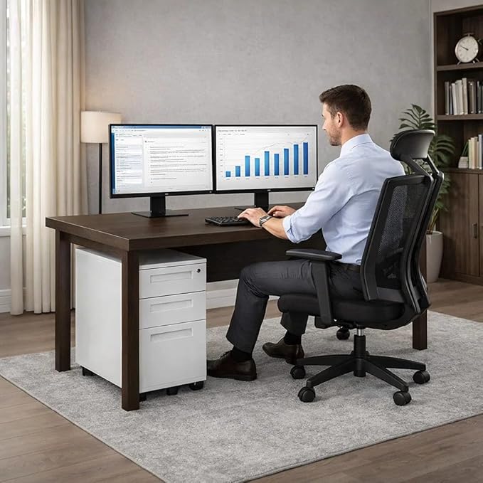 ENCASED Mobile Pedestal Metal File Cabinet - White