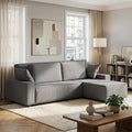 GAOMON Fine Stripe Corduroy Sectional Sofa l Shaped Modern Corduroy Couch Comfy Sofa Couch with Deep Chaise for Living Room Apartment Hotel 96 w*61 d*32 h Dark Grey