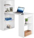 Computer Desk with Bookcase 48” Modern Writing Table Desk with Storage Shelves and CPU Stand Reversible Study Workstation for Home Office Bedroom (White)