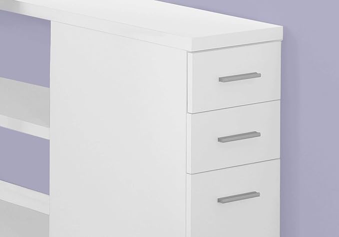 Computer Desk Home Office Corner Left Right Set-up Storage Drawers L Shape Work Laptop White Laminate Grey Metal Contemporary Modern