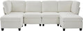 113 U Shaped Modular Sectional Sofa Couch with Storage Ottoman 6 Seat Convertible Upholstered Deep Seat Sleeper Sofa with Chaise Lounge Cloud Couch for Living Room White
