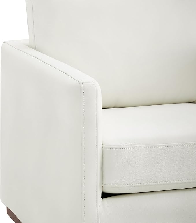 CHITA Genuine Leather Swivel Accent Chair FSC Certified Mid Century Modern Arm Chair for Living Room and Bedroom Fully Assembled White