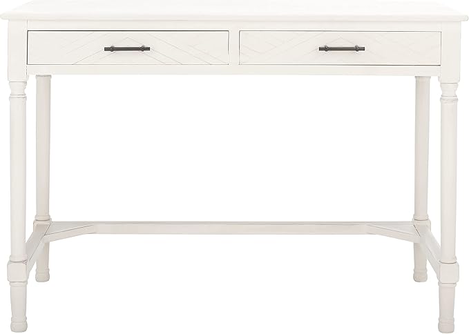 SAFAVIEH Home Collection Mckinlee Distressed White 2-Drawer Computer Table Office Desk Table