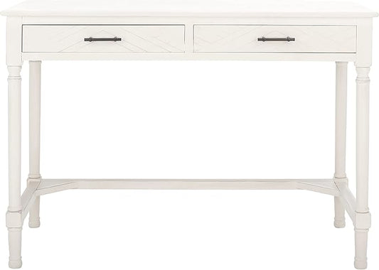 SAFAVIEH Home Collection Mckinlee Distressed White 2-Drawer Computer Table Office Desk Table