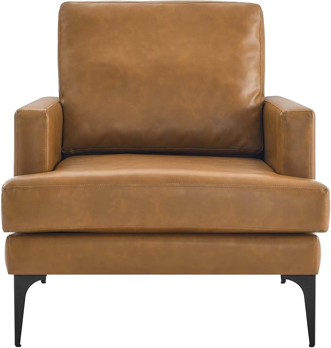 Modway Evermore Vegan Leather Upholstered Armchair Tan
