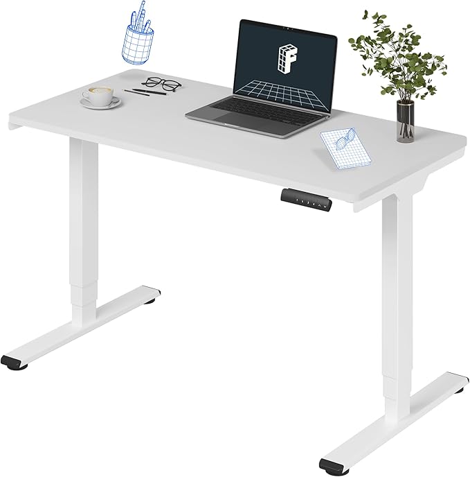 FLEXISPOT E6 3-Stage Dual Motor Electric Standing Desk 48 x 24 Sit Stand Up Desk Holds 220 lbs Adjustable Height w/Memory Presets One-Piece White Desktop &amp White Frame Ships in 2 Boxes