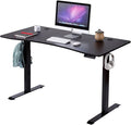 UNICOO - Dual Motor Electric Height Adjustable Standing Desk 59x29.5 Inches Home Office Computer Desk Gaming Desk with USB Charging and Hooks (Black Frame/Black Top) XOT-D59-BB