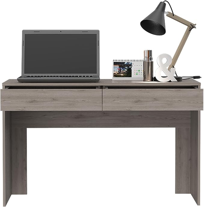 Penau Tampa Computer Desk with 2 Drawers Spacious Work Surface Beige Finish Ideal for Home Office 47.32W x 17.71D Inches