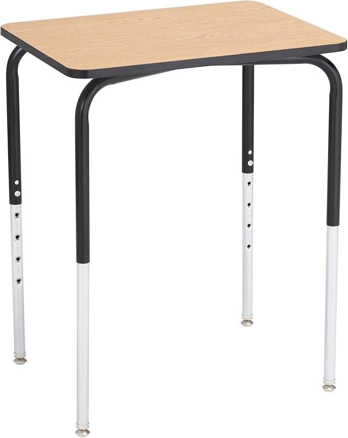 Learniture Collaborative Adjustable Height Student Desk for Classrooms and Offices Heavy-Duty School Desk with Adjustable Legs Set of 2 Oak/Black