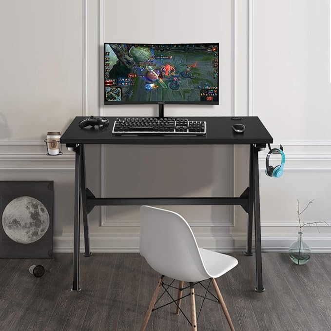 POWERSTONE Gaming Desk - 40 Inch Ergonomic Pc Computer Racing Style Office Desk Gamer Tables Workstation with Headphone Hook and Cup Holder