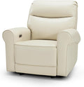 MCombo Power Wall Hugger Recliner Chair for Small Space RV Living Room USB &amp USB-C Charging Ports Modern Rolled Arm Recliner Faux Leather PR630 (Beige Medium)