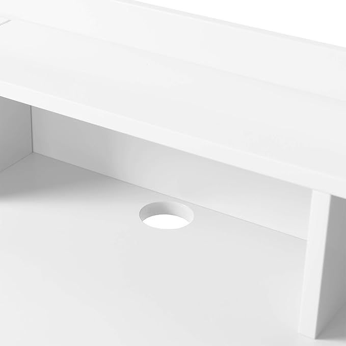 Teamson Home Creativo Writing Study Computer Desk with Solid Wood Legs Storage Drawers and Open Shelves Hutch for Home Office Living Room Reading Bedroom 37 inch Height White